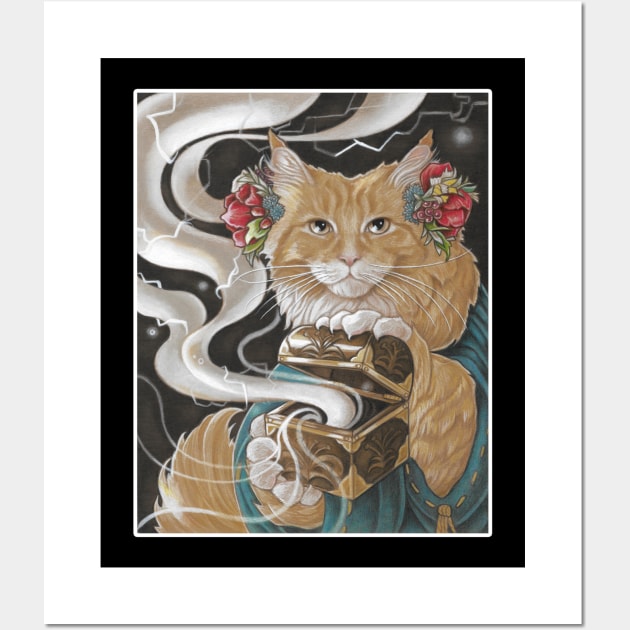 Pandora the Cat - White Outlined Version Wall Art by Nat Ewert Art